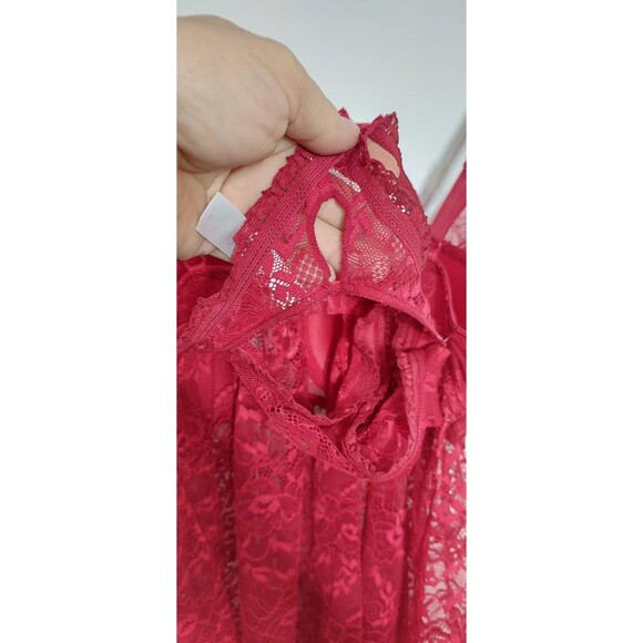 Just Sexy Lingerie Women's Size Medium Babydoll Red Keyhole Lace Nightie Panties - Picture 9 of 16